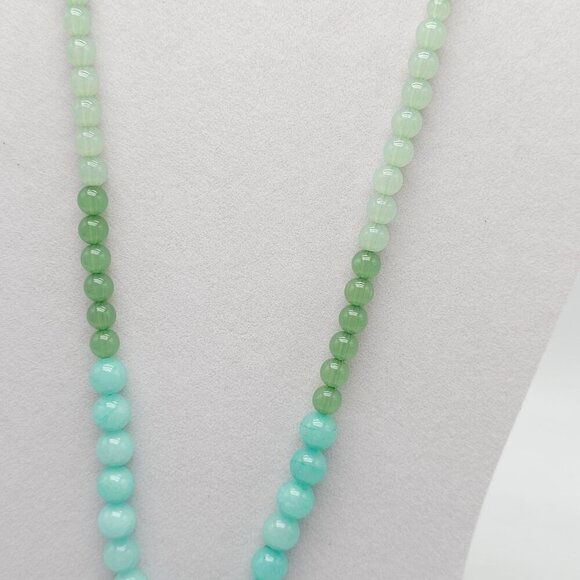 Banana Republic Green Blue Ombre Aventurine Stone Bead Necklace 21" - Picture 2 of 6